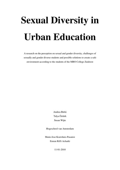 Pdf Sexual Diversity In Urban Education A Research On The Perception On Sexual And Gender