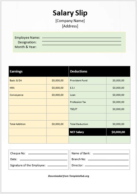 Salary Slip Template Free Printable Word Templates Images And Photos