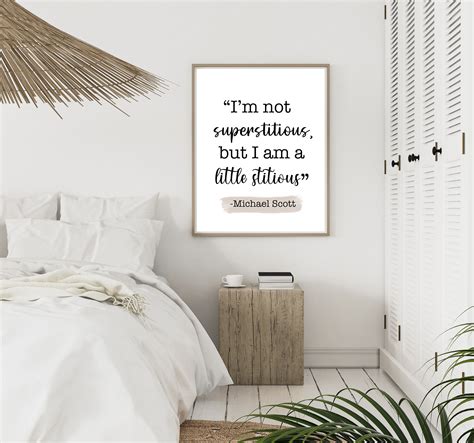 Michael Scott Funny Quote Printable Im Not Superstitious Etsy