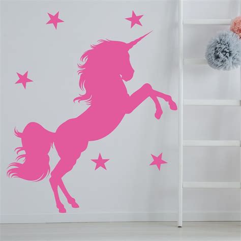 Unicorn And Stars Wall Sticker Decal Nursery Kids Bedroom Etsy Uk