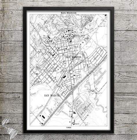 Map Of San Marcos Tx Print Wall Decor For Your Home Or Office Etsy