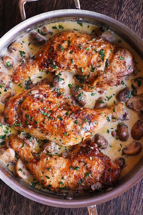 This quick and easy chicken with lemon garlic cream sauce is bursting with rich citrus flavor and is ready in 20 minutes! Easy Chicken Legs with Creamy Mushroom Sauce - Julia's Album