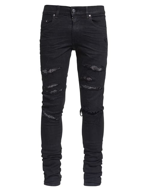 Amiri Black Crystal Jeans Modesens Ripped Jeans Men Mens Destroyed Jeans Mens Outfits