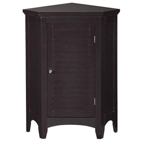 Pemberly Row 1 Door Corner Floor Cabinet In Dark Espresso Homesquare