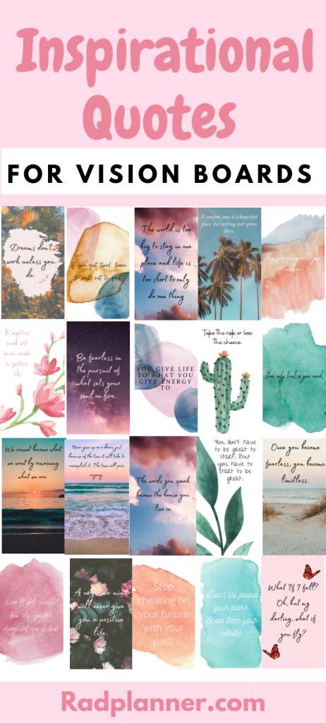Inspirational Quotes For Vision Boards Rad Planner Free Vision Board