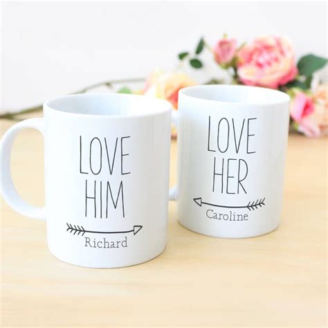 Personalised Love Him Love Her Couples Mug T Set By Hope And Halcyon Couple Mugs