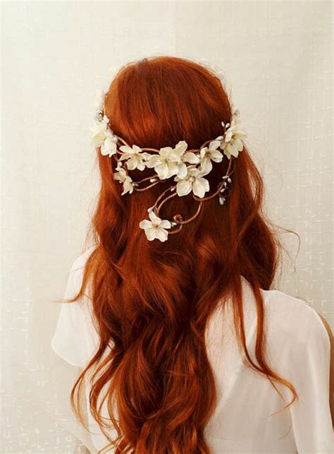 Amazing Colour Flower Flower Crown Ginger Girl Hair Red Red