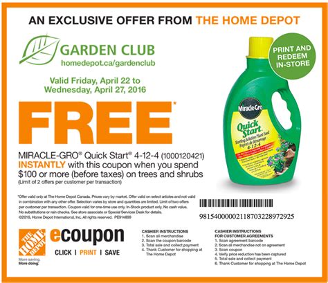 The Home Depot Garden Club Coupons Get A Free Miracle Gro Quick Start
