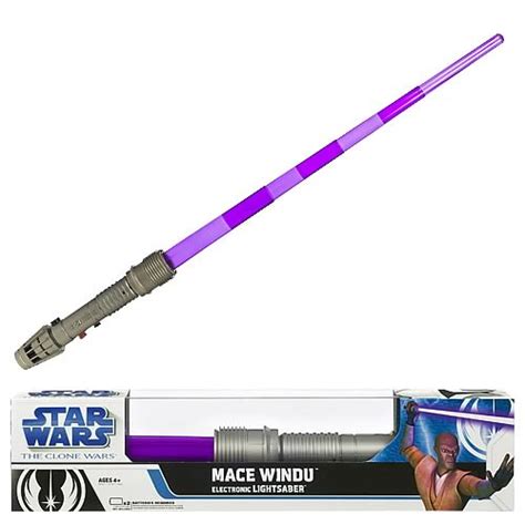 Jackson, the actor that played mace windu, simply wanted a different colored lightsaber. Star Wars Mace Windu Electronic Lightsaber - Hasbro - Star ...