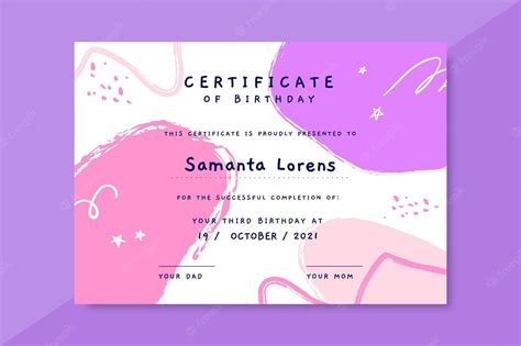 Certificado De Cumpleaños Infantil Pintado Abstracto Vector Gratis