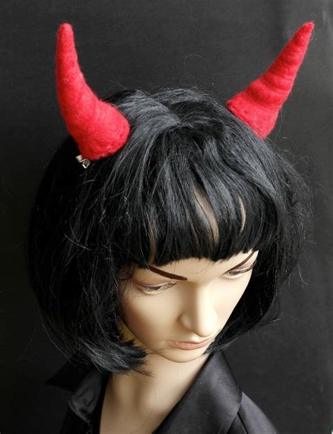 Halloween Devil Horn Hair Clips Red Fancy Dress Satan Cosplay Etsy