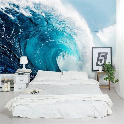 Blue Ocean Wave Crest 8 X 144 3 Piece Wall Mural In 2021 Ocean