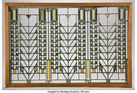 A Frank Lloyd Wright American 1867 1959 Leaded Glass Window From