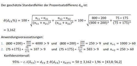 Wie wird der standardfehler interpretiert? Standardfehler der Prozentsatzdifferenz dYX | STATISTIK 2 ...