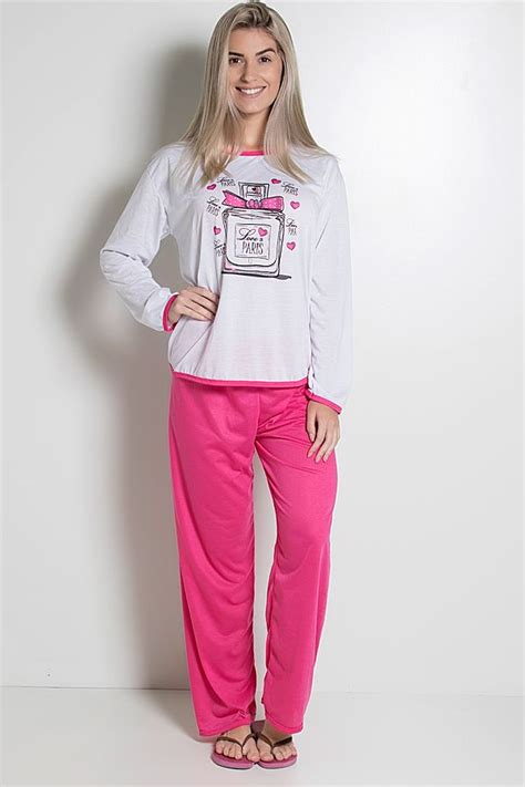 Pijama Feminino Longo 074 Pink Ab Kaisan Pj Parachute Pants Ideias Fashion Sleep How To