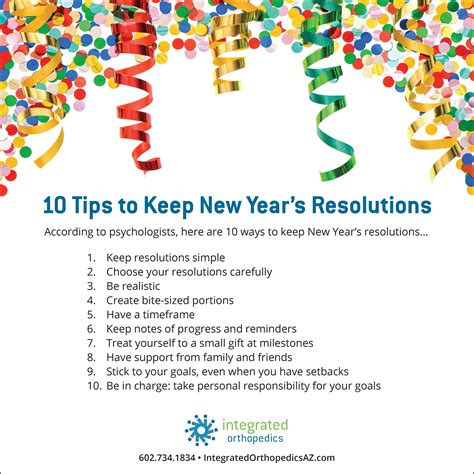 10 Tips To Keep New Years Resolutions Integrated Orthopedics New