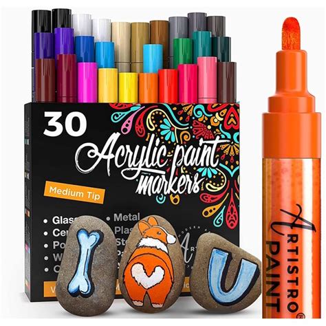 Artistro Acrylic Paint Pens Markers Set Of 30 Medium Tip 2mm Painting