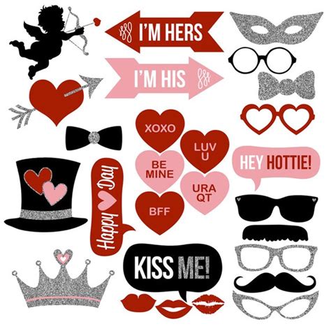 Valentines Day Photo Booth Props Collection Printable Etsy