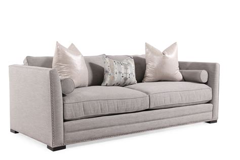 Low Profile Nailhead Accented 41 Sofa In Oyster Gray Mathis Brothers