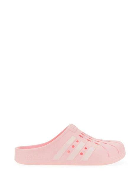 Adidas Originals Rubber Adilette Logo Embossed Clogs In Pink Lyst Canada