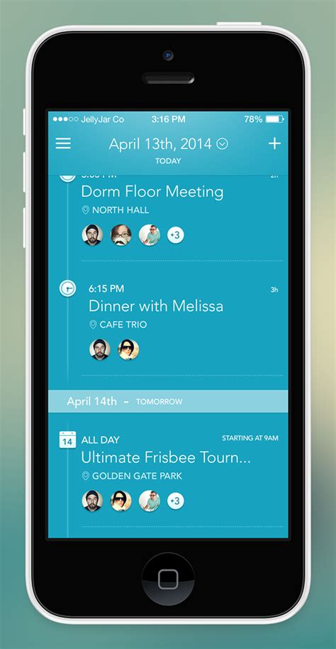 Das icon wird vergrößert dargestellt. iPhone App - Agenda Screen on Behance
