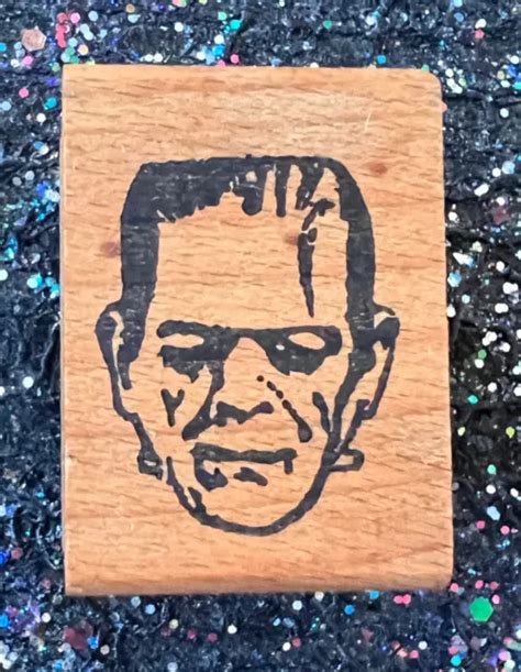 Vintage Rubber Stamp Frankenstein Head By All Night Media 1 34 X 1 1