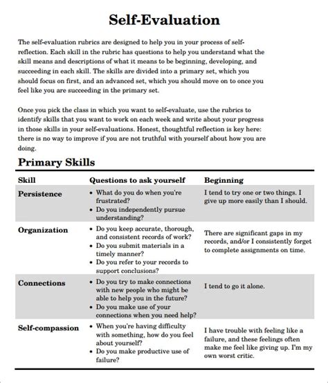 These evaluations are used by a person to know themselves in order to enhance their performance. Self Evaluation - 9+ Download Free Documents in PDF
