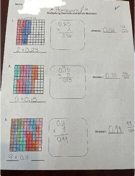 Multiplying Decimals By Whole Numbers With Models By Math To The Fifth