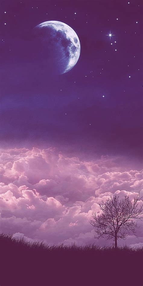 Moon Clouds Landscape Night Purple Hd Phone Wallpaper Peakpx