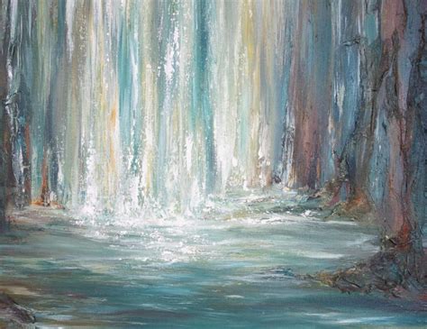 Rainbow Falls Abstract Waterfall Painting Liz W Fine Art