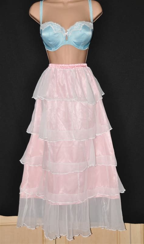 Beautiful Pink Satin Sheer Chiffon Feminine Petticoat Ideal