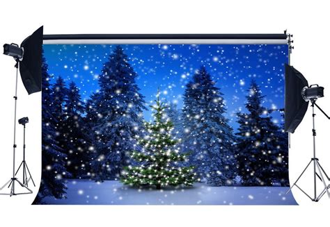 Mohome Polyster 7x5ft Photography Backdrop Christmas Tree Rustic Forest