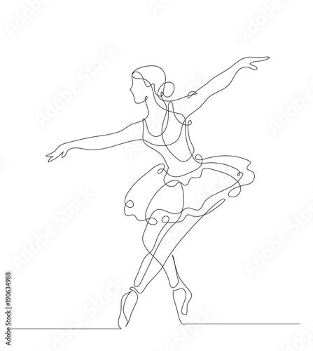 Continuous Line Drawing Illustration Shows A Ballerina In Motion Art