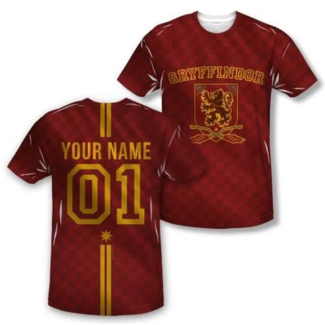 Exclusive Personalized Gryffindor Crest Adult Quidditch Jersey Style T