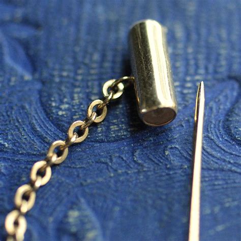 14k Sapphire Diamond Stick Pin Pippin Vintage Jewelry