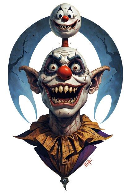 Premium Ai Image Horror Creepy Clown With Long Sharp Teeth