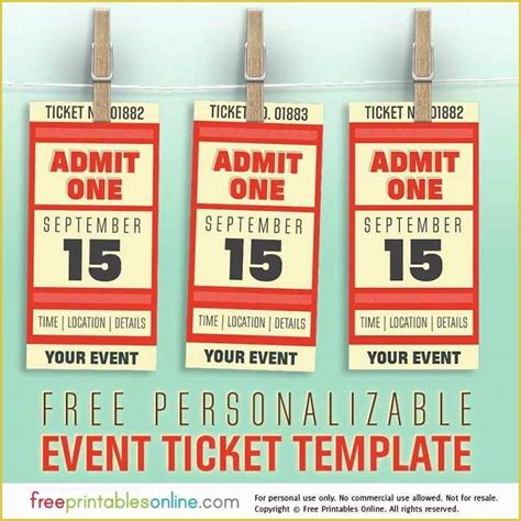 Free Printable Event Ticket Template Of Best 25 Free Raffle Ticket