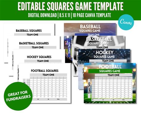 Editable Football Squares Template Football Squares Squares