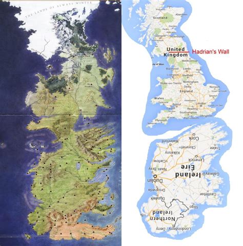 Map Of Westeros Game Of Thrones Compared To Great Britain And An
