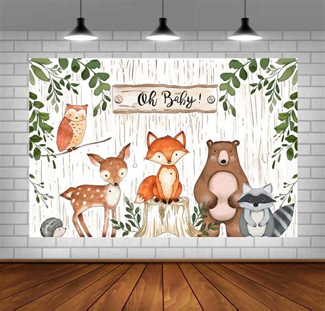 Woodland Backdrop For Baby Shower Jungle Animals Theme Baby Shower