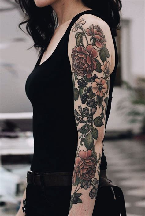 Floral Tattoo Sleeve Flower Sleeve Tattoo Sleeve Designs Botanical Tattoo Sleeve Girls With