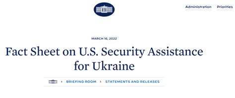 Fact Sheet On U S Security Assistance For Ukraine
