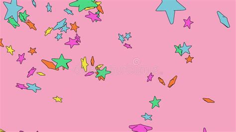 Toon Colorful Star Objects On Pink Background Stock Footage Video Of