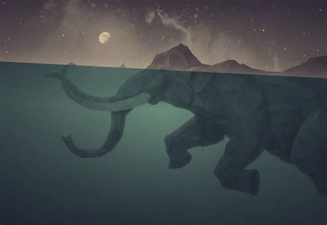 Ocean Two Colors Rock Moon Artwork Elephants Surreal Art Wallpapers Hd Desktop And Mobile