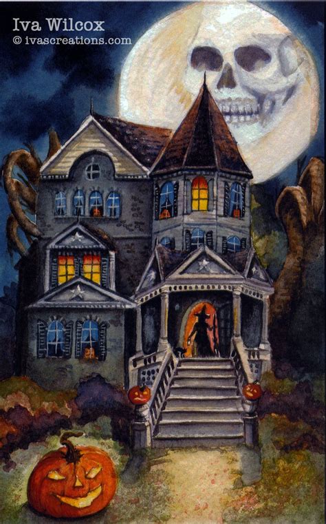 Halloween Haunted Witch Mansion Print Of My Original Halloween