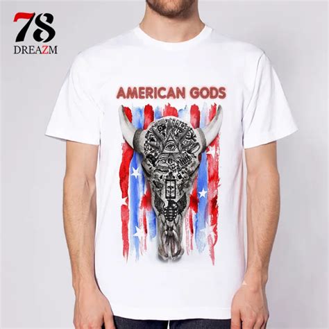 american gods t shirts men hot tv show white t shirt 2017 fashion new tshirt o neck printing