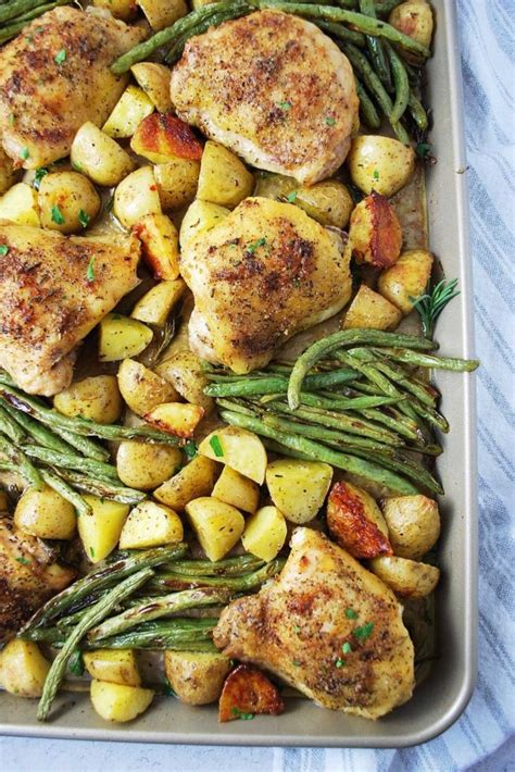 Herb Roasted Sheet Pan Chicken With Potatoes And Green Beans