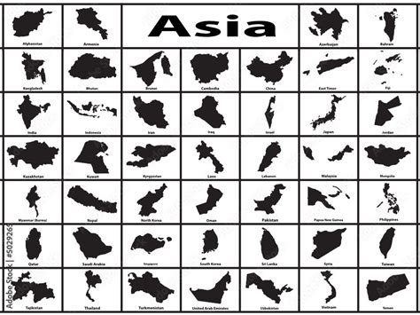 Vector Silhouette Of Asian Countries Stock Vector Adobe Stock