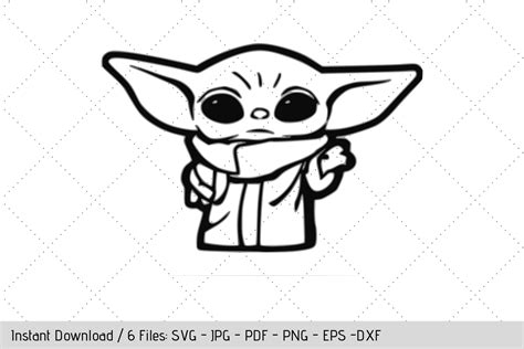 FREE Baby Yoda Standing SVG – Werk It Girl Supply | Yoda drawing, Yoda