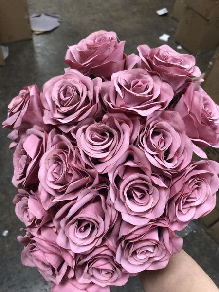 18 Head New Dark Dusty Pink Rose Bunch Artificial Flower Viva La Rosa